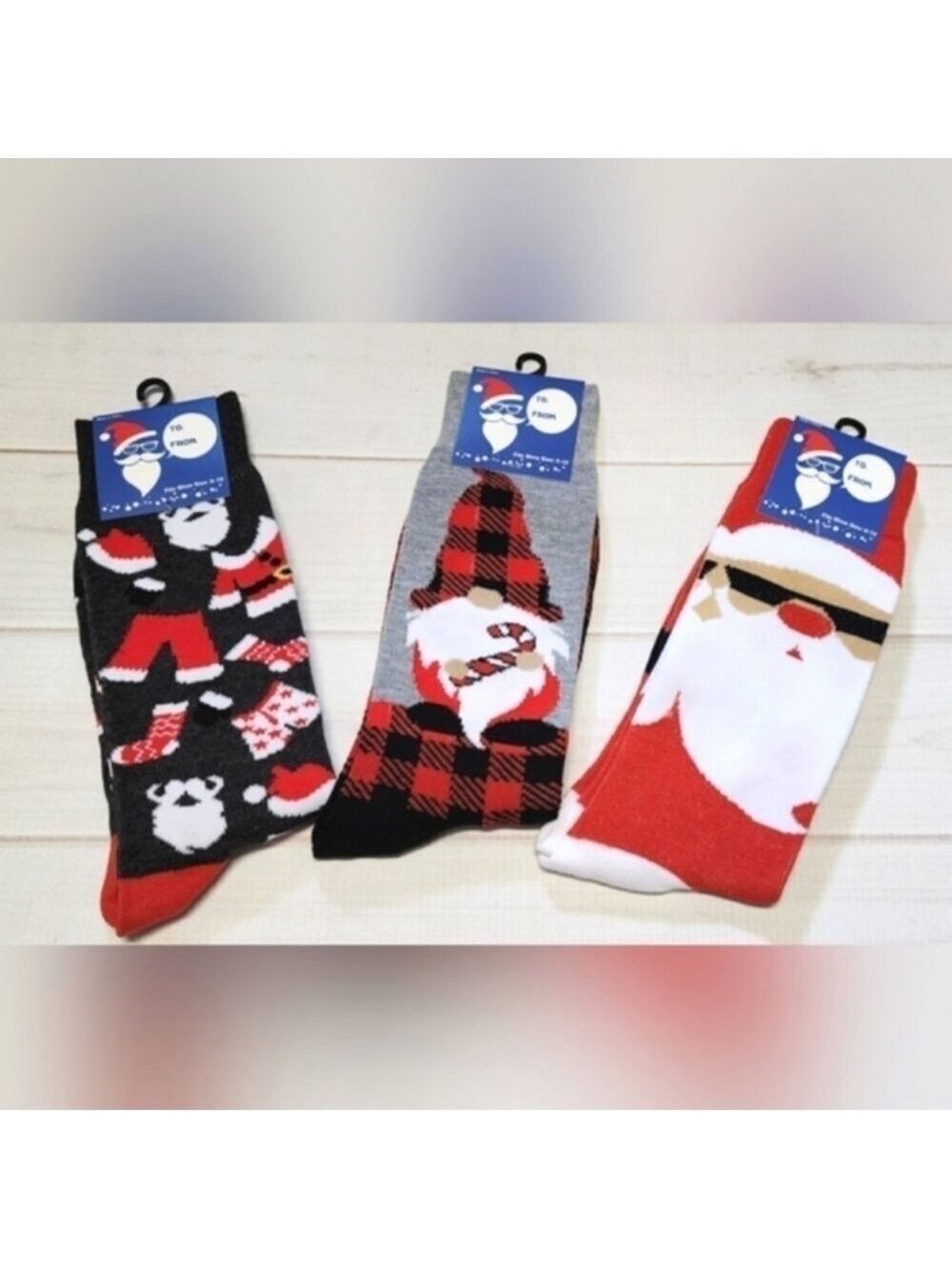 3 Pairs of Santa Christmas Socks New With Tags